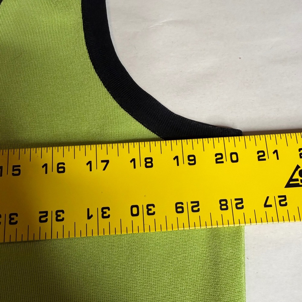 Misook Knit Tank Top Lime Green Black Trim Scoop Neck Shell Minimalist L - Picture 5 of 7
